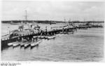 German Type II and Type VII submarines with their tender, Kiel, Germany, 1936