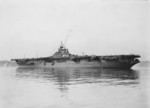 USS Wasp (Essex-class) underway from the Puget Sound Navy Yard, Bremerton, Washington, United States for tests following repairs, 2 Jun 1945. Note new Measure 21 paint scheme, all over sea blue. Photo 3 of 4