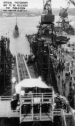 Launching of submarine Whale, Mare Island Navy Yard, Vallejo, California, United States, 14 Mar 1942, photo 3 of 3