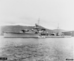 Yubari anchored in a harbor in Japan, 15 Nov 1924; lower left inscription noted 