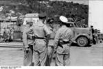 German servicemen from Army, Navy, and Air Force in Italy, 1943; Kfz. 305 Opel Blitz truck in background