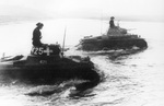 Panzer I (foreground) and Panzer II (background) tanks of SS-Leibstandarte Adolf Hitler Division crossing the Bzura River in Poland, Sep 1939