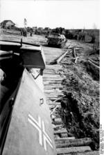 German Army SdKfz. 251 halftrack vehicles advancing toward the Russian border, 21 Jun 1941