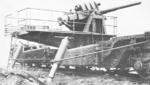 15 cm K (E) railway gun in position, date unknown