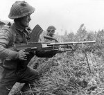 A Bren gunner of the United Kingdom 8th Royal Scots at Moostdijk, Netherlands, 6 Nov 1944