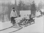 Ehrhardt 7.5 cm field gun on sled transport during exercises, Norway, 1904, photo 1 of 2