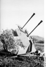 German 3.7 cm Flakzwilling 43 anti-aircraft gun in northern France, Jul-Sep 1943, photo 3 of 6