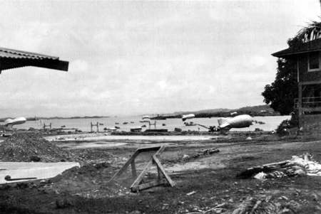 Barrage balloons at the Panama Canal, date unknown