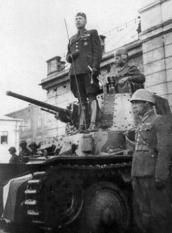 Ferdinand Catlos speaking to troops, Czechoslovakia, circa 1940s