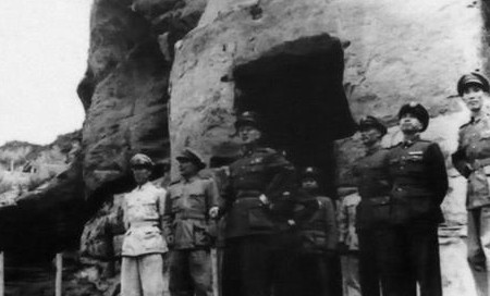 Chiang Kaishek inspecting Yan'an, Shaanxi, China, 7 Aug 1947