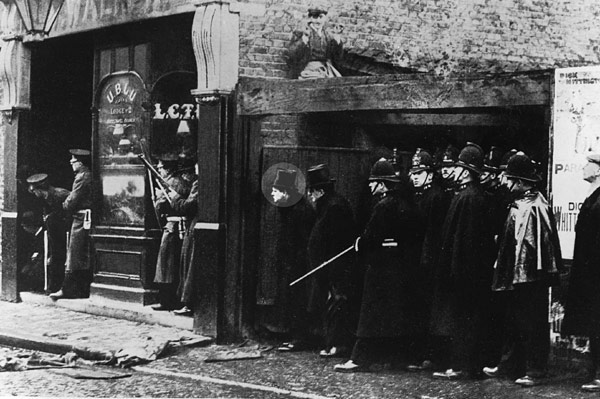 UK Home Secretary Winston Churchill at the scene of the Siege of Sidney Street, London, England, United Kingdom, 3 Jan 1911