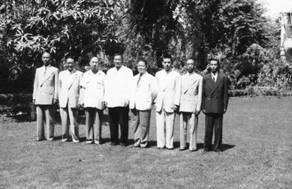 Ma Bufang and members of his family in Cairo, Egypt, 1954