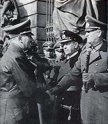 Adolf Hitler, Erich Raeder, and Wilhelm Keitel, Germany, Mar 1942