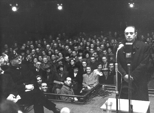 Ferenc Szálasi on trial before the People's Court, Franz Liszt Academy of Music, Budapest, Hungary, early 1946