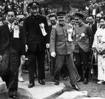 Inaugural Party for the newly appointed War Minister Seoshiro Itagaki, Japan, Jan 1939; note Naval Minister Mitsumasa Yonai at left of photo and Vice War Minister Hideki Tojo at right of photo