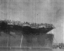 USS Anzio at anchor in the Huangpu River, Shanghai, China, Dec 1945