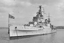 Newcastle file photo, at anchor in Plymouth Sound [3483]