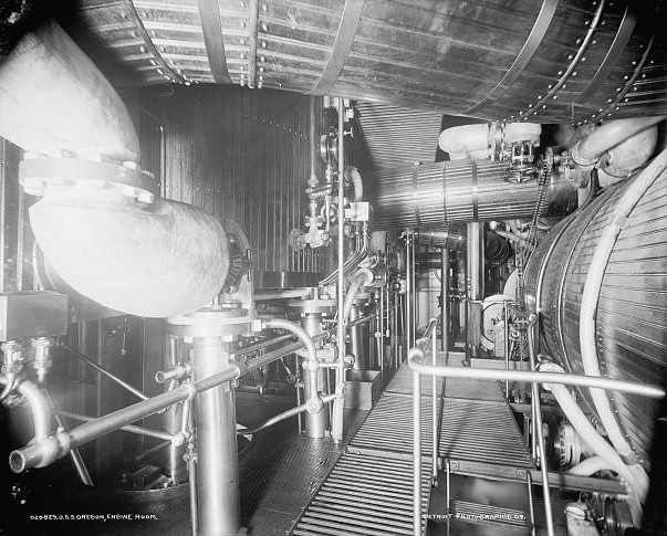 Engine room aboard USS Oregon, circa 1898