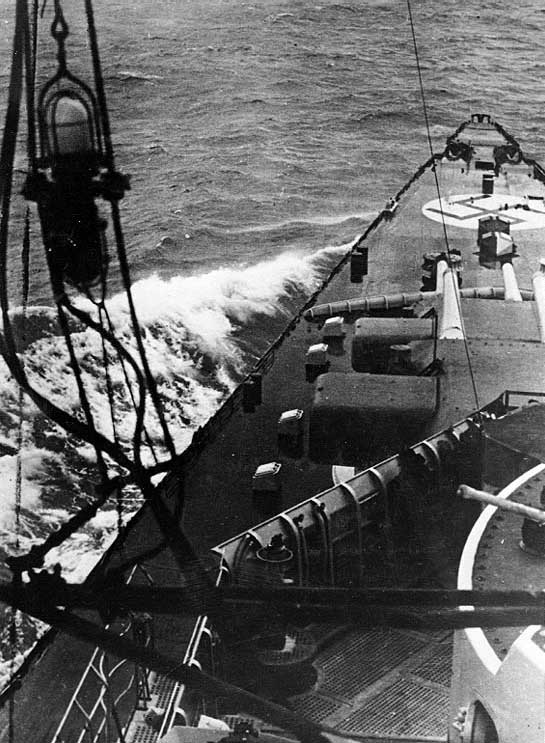 Scharnhorst's forward deck viewed from the superstructure, during the German invasion of Norway, Apr-Jun 1940