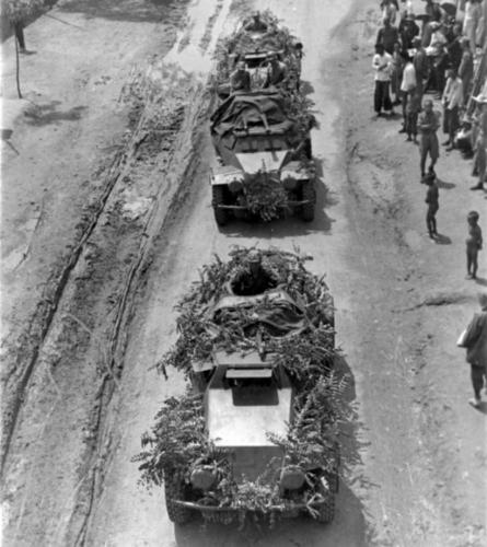 Troops of the Chinese 200th Division in a SdKfz. 221 armored car column, China, circa 1930s