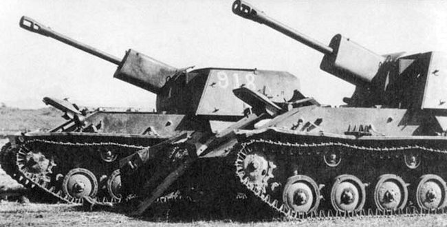 Soviet SU-76 self-propelled guns, circa 1940s