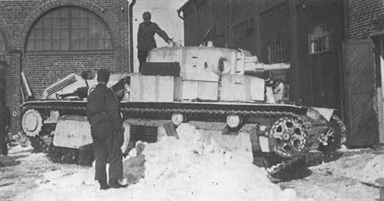 Soviet-built T-28 tank in Finnish service, Hameenlinna, Finland, 1940