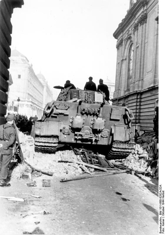 Rear of a German Tiger II tank, Budapest, Hungary, Oct 1944